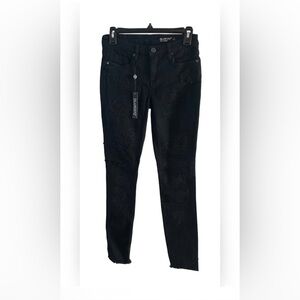 BLANK NYC Black Distressed Patched Skinny Jeans 26 NWT